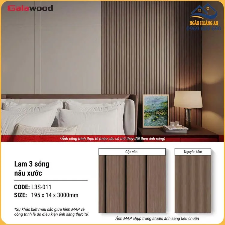 Tấm Ốp Lam Sóng Nhựa Giả Gỗ Galawood L3S-011